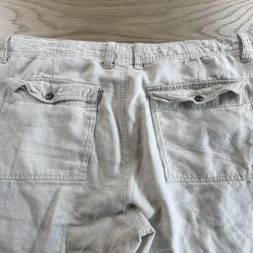 Old Navy Pants Men 36x30 Linen Beige Beach Resort Travel Summer Loose Baggy